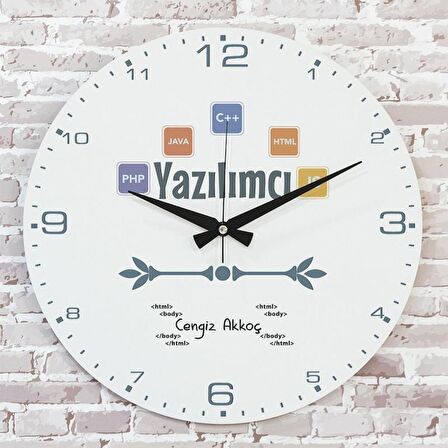 Yazılımcıya Hediye Ahşap Saat 33cm  KA02-1261