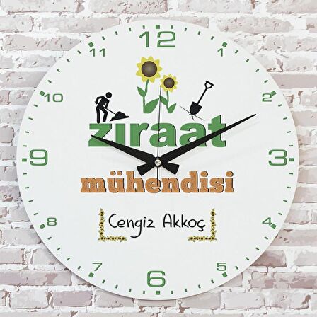 Ziraat Mühendisine Hediye Ahşap Saat 33cm  KA02-1266