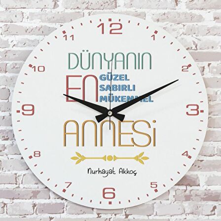 Anneler Günü Hediyesi Ahşap Saat 33cm  KA02-1267