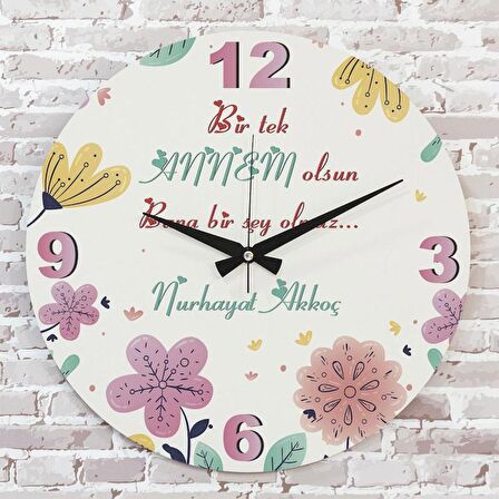 Anneler Günü Hediyesi Ahşap Saat 33cm  KA02-1268