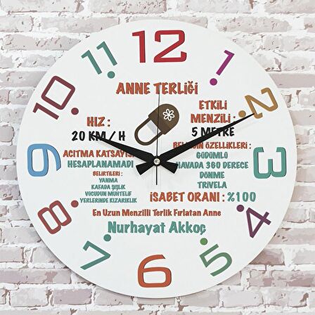 Anneler Günü Hediyesi Ahşap Saat 33cm  KA02-1269