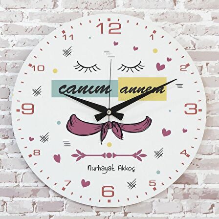 Anneler Günü Hediyesi Ahşap Saat 33cm  KA02-1270