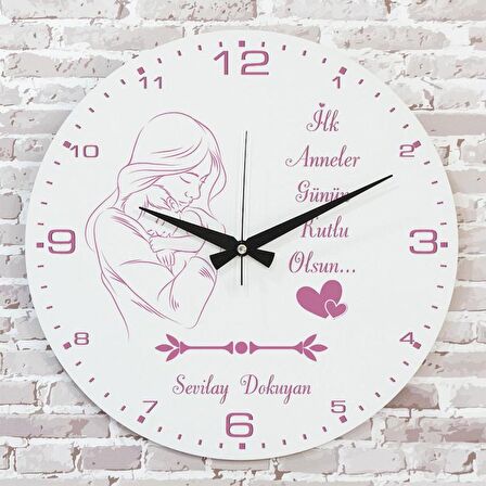 Anneler Günü Hediyesi Ahşap Saat 33cm  KA02-1271