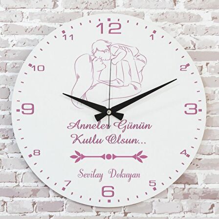 Anneler Günü Hediyesi Ahşap Saat 33cm  KA02-1273