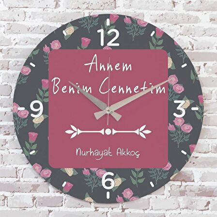 Anneler Günü Hediyesi Ahşap Saat 33cm  KA02-1275