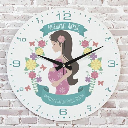 Anneler Günü Hediyesi Ahşap Saat 33cm  KA02-1276