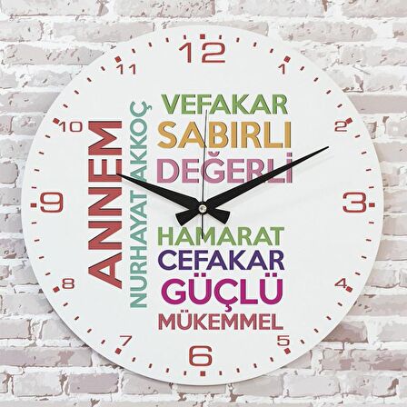 Anneler Günü Hediyesi Ahşap Saat 33cm  KA02-1277