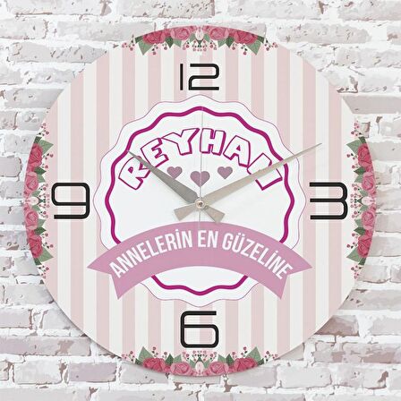 Anneler Günü Hediyesi Ahşap Saat 33cm  KA02-1279