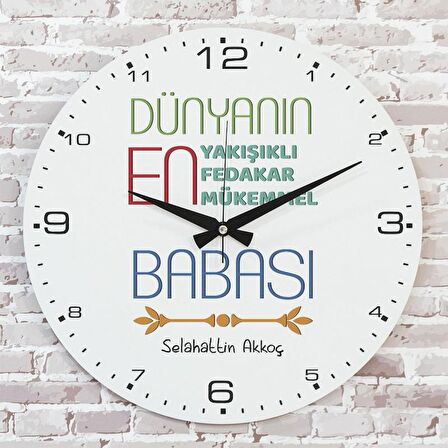 Babalar Günü Hediyesi Ahşap Saat 33cm  KA02-1285