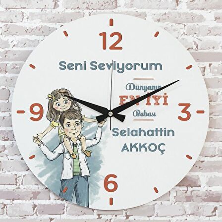 Babalar Günü Hediyesi Ahşap Saat 33cm  KA02-1288