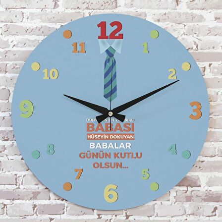 Babalar Günü Hediyesi Ahşap Saat 33cm  KA02-1289
