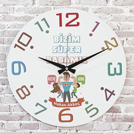 Babalar Günü Hediyesi Ahşap Saat 33cm  KA02-1292