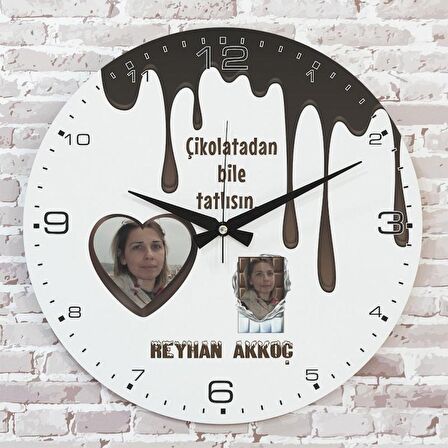 Sevgililer Günü Hediyesi Ahşap Saat 33cm  KA02-1308