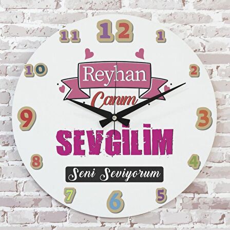 Sevgililer Günü Hediyesi Ahşap Saat 33cm  KA02-1315