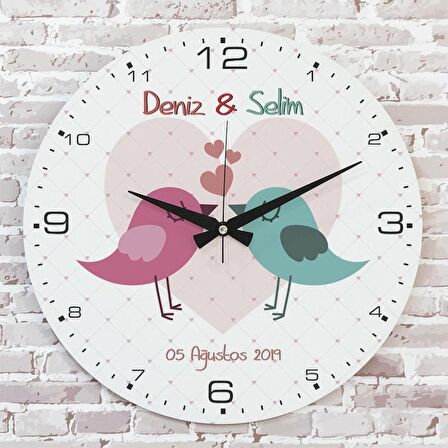 Sevgililer Günü Hediyesi Ahşap Saat 33cm  KA02-1317