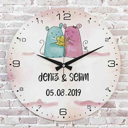 Sevgililer Günü Hediyesi Ahşap Saat 33cm  KA02-1321