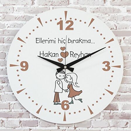 Sevgililer Günü Hediyesi Ahşap Saat 33cm  KA02-1324