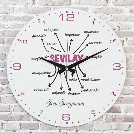 Sevgililer Günü Hediyesi Ahşap Saat 33cm  KA02-1330