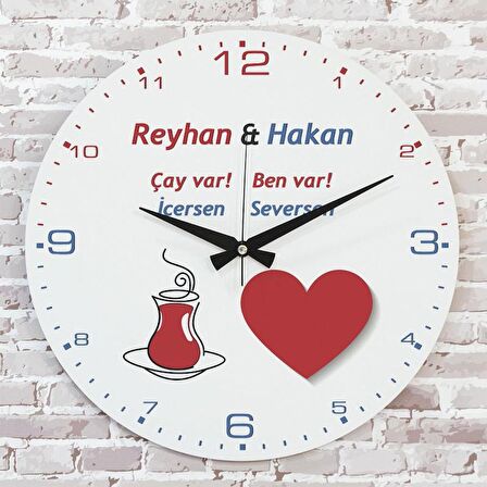 Sevgililer Günü Hediyesi Ahşap Saat 33cm  KA02-1331