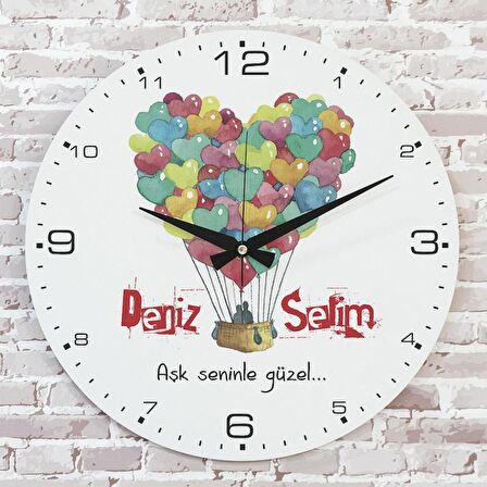 Sevgililer Günü Hediyesi Ahşap Saat 33cm  KA02-1332