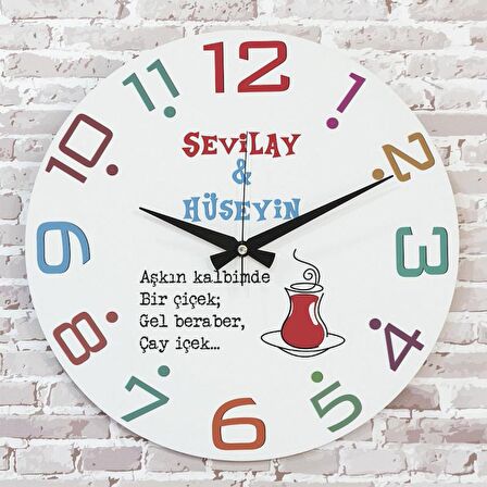 Sevgililer Günü Hediyesi Ahşap Saat 33cm  KA02-1333