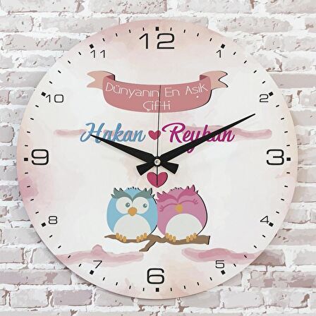 Sevgililer Günü Hediyesi Ahşap Saat 33cm  KA02-1336