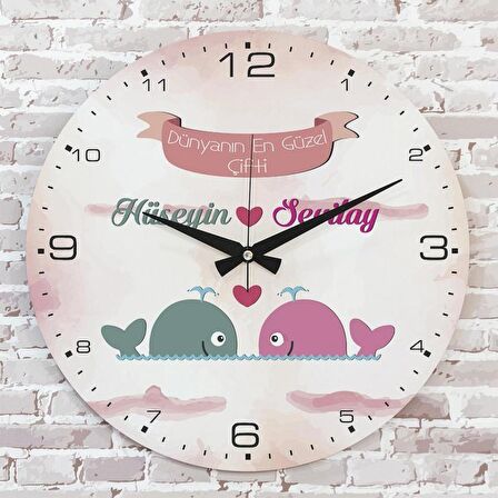 Sevgililer Günü Hediyesi Ahşap Saat 33cm  KA02-1337