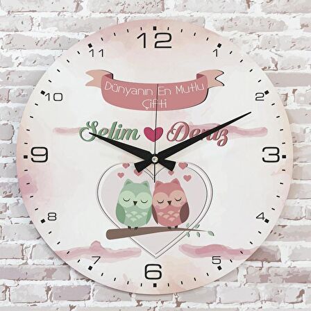 Sevgililer Günü Hediyesi Ahşap Saat 33cm  KA02-1338