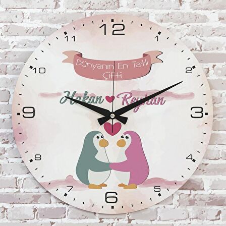 Sevgililer Günü Hediyesi Ahşap Saat 33cm  KA02-1341