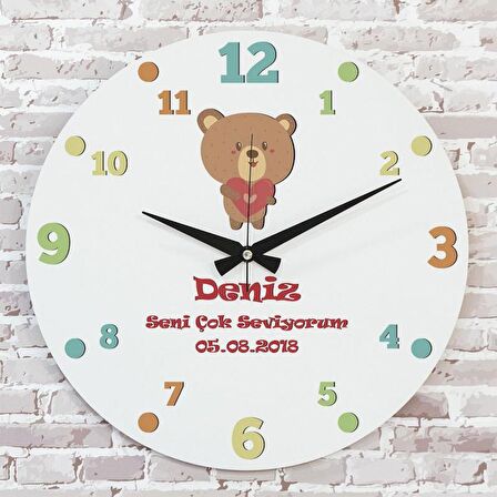 Sevgililer Günü Hediyesi Ahşap Saat 33cm  KA02-1353