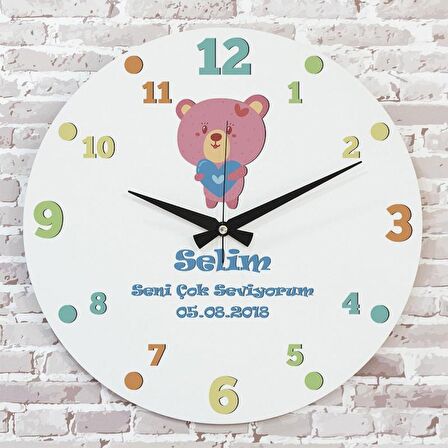 Sevgililer Günü Hediyesi Ahşap Saat 33cm  KA02-1354