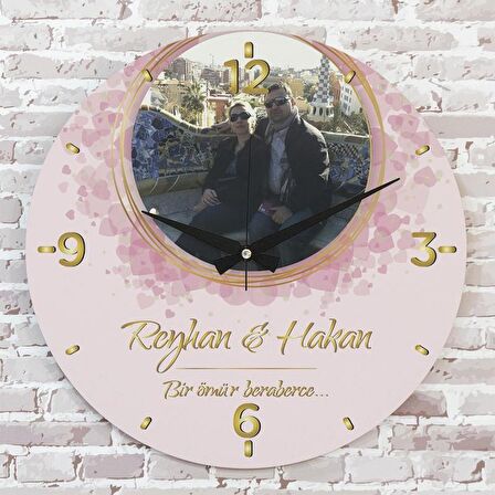 Sevgililer Günü Hediyesi Ahşap Saat 33cm  KA02-1356