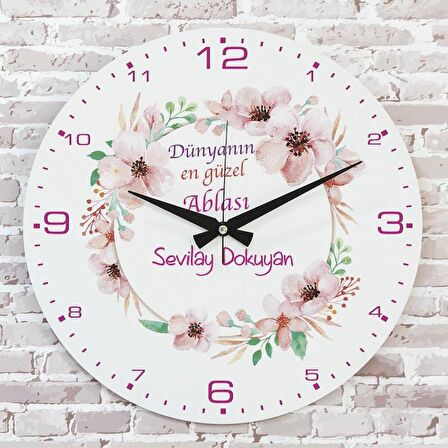 Ablaya Hediye Ahşap Saat 33cm  KA02-1374