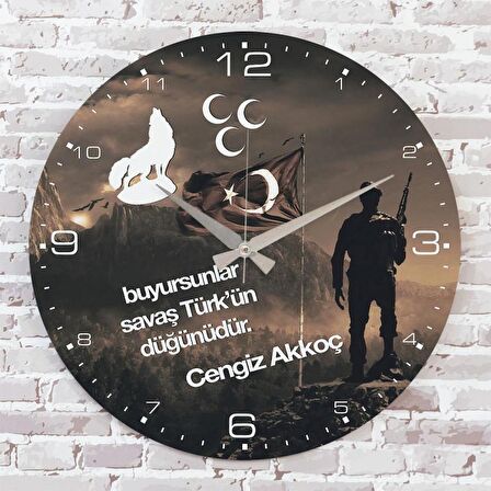 Kişiye Özel Savaş Türk’ün Düğünüdür Tasarımlı Hediye Ahşap Saat 33cm  KA02-1430