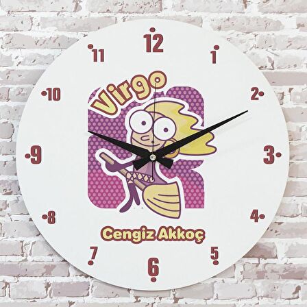 Başak Burcuna Hediye Ahşap Saat 33cm  KA02-1507