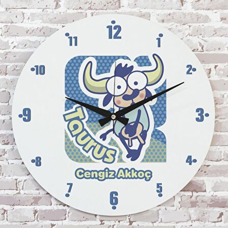 Boğa Burcuna Hediye Ahşap Saat 33cm  KA02-1508