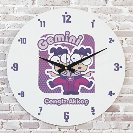 İkizler Burcuna Hediye Ahşap Saat 33cm  KA02-1509