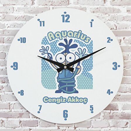 Kova Burcuna Hediye Ahşap Saat 33cm  KA02-1511