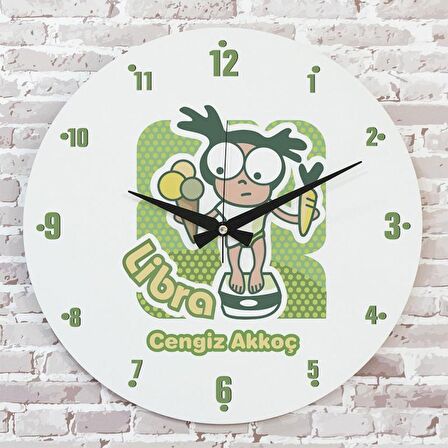 Terazi Burcuna Hediye Ahşap Saat 33cm  KA02-1513