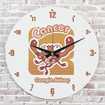 Yengeç Burcuna Hediye Ahşap Saat 33cm  KA02-1515