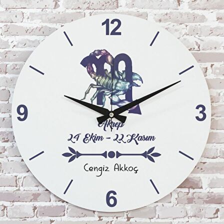 Akrep Burcuna Hediye Ahşap Saat 33cm  KA02-1516