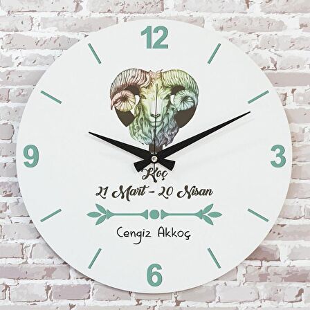 Koç Burcuna Hediye Ahşap Saat 33cm  KA02-1521