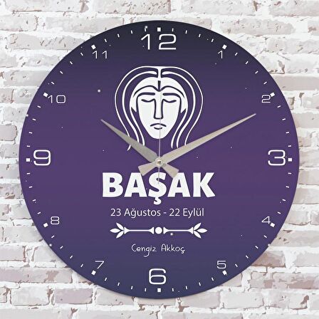 Başak Burcuna Hediye Ahşap Saat 33cm  KA02-1530