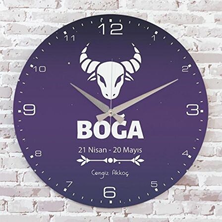 Boğa Burcuna Hediye Ahşap Saat 33cm  KA02-1531