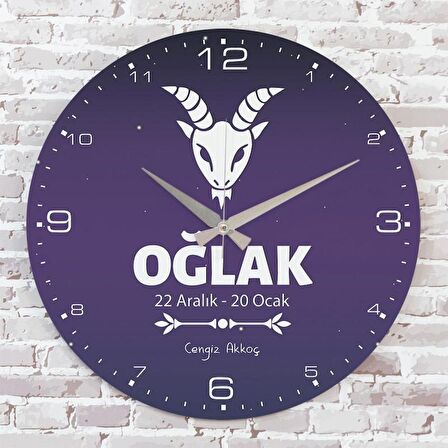 Oğlak Burcuna Hediye Ahşap Saat 33cm  KA02-1535