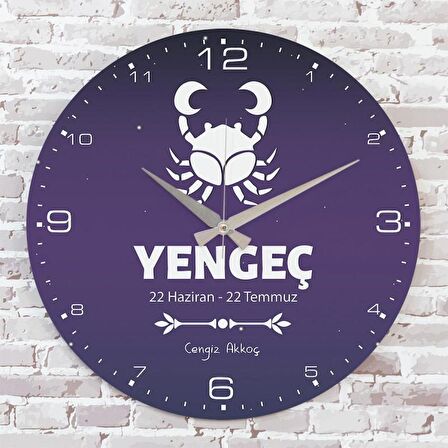 Yengeç Burcuna Hediye Ahşap Saat 33cm  KA02-1538