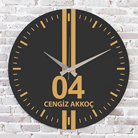 Sarı & Siyah Ağrılılara Hediye Özel Ahşap Saat 33cm  KA02-1548