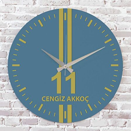 Sarı & Mavi Bileciklilere Hediye Ahşap Saat 33cm  KA02-1557