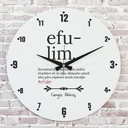 Karadenizliye Hediye Efulim Tasarımlı Saat 33cm  KA02-1677
