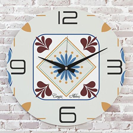 Kişiye Özel Çini Desenli Hediye Saat 33cm  KA02-1690